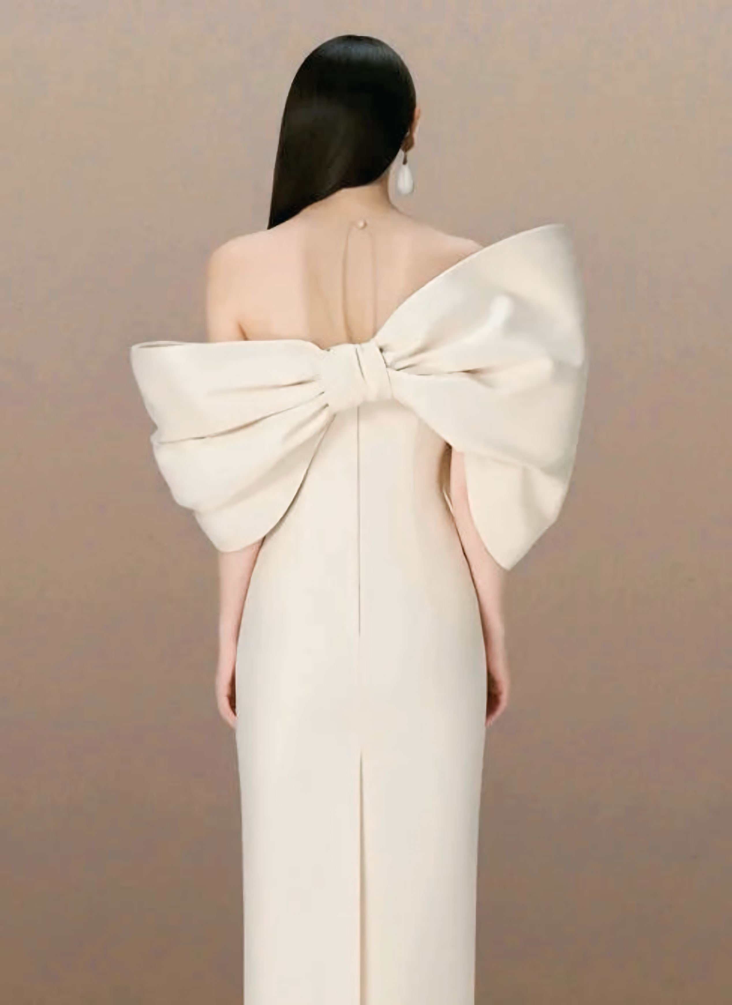 バックリボンオフショルダーマーメイドドレス［m045］