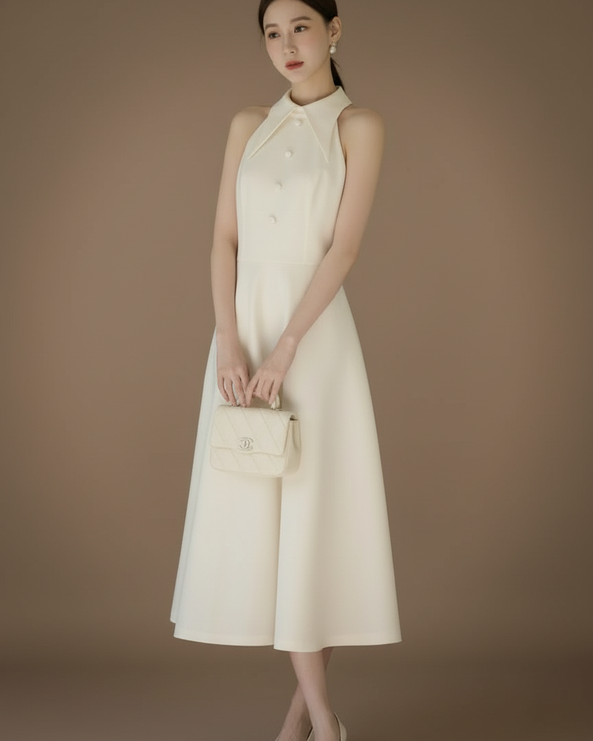 フレンチホルターネックロングドレス［m189］