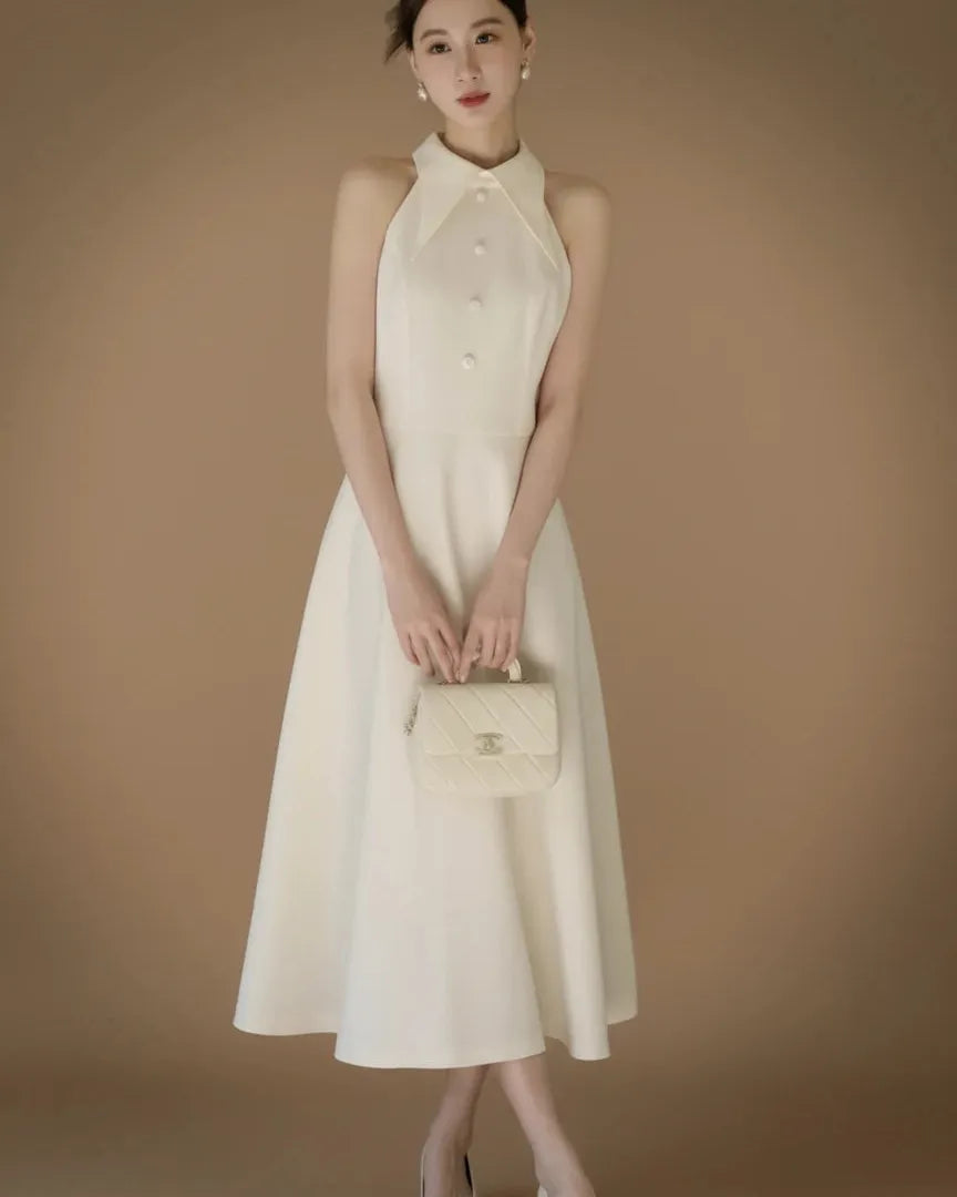 フレンチホルターネックロングドレス［m189］