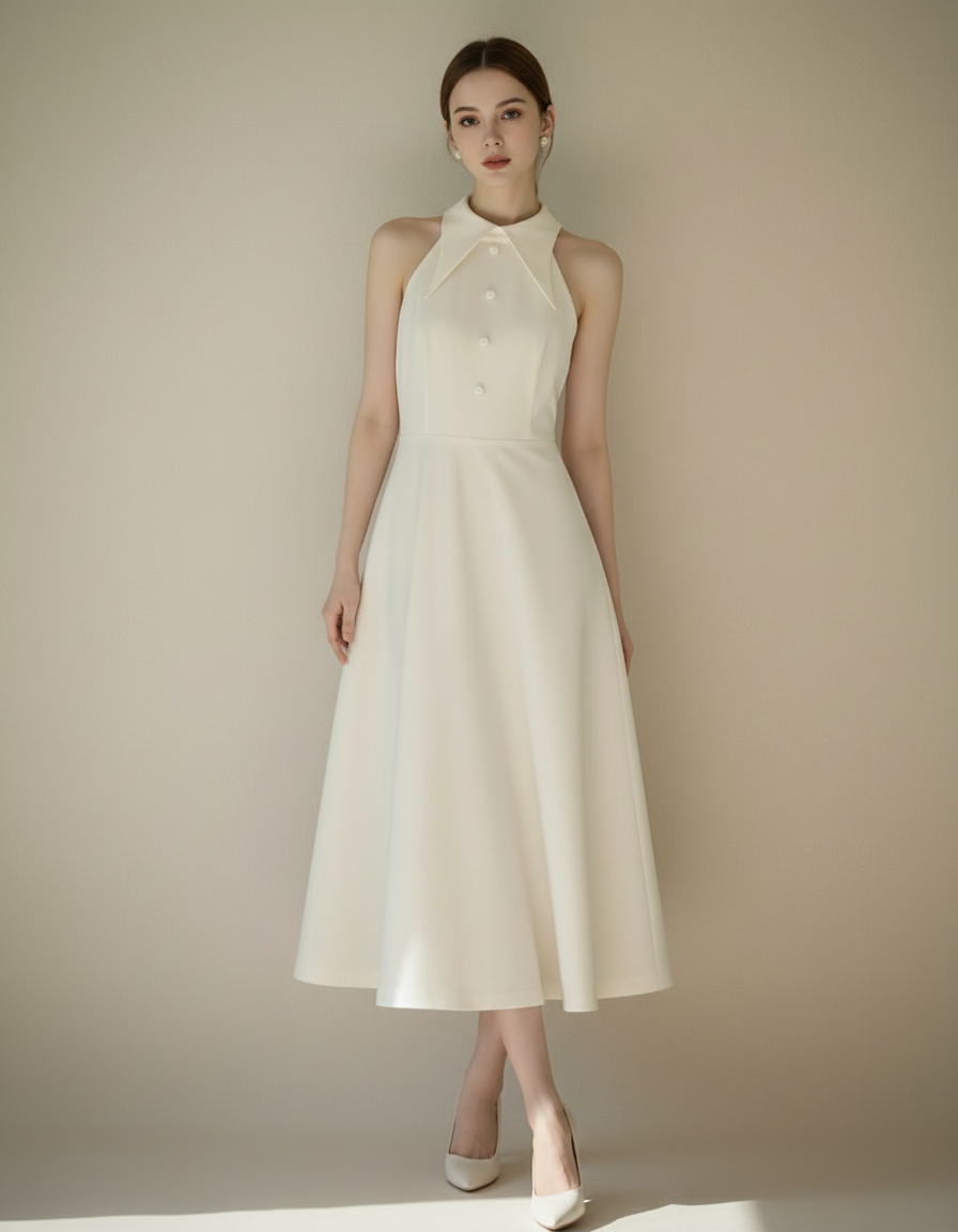 フレンチホルターネックロングドレス［m189］