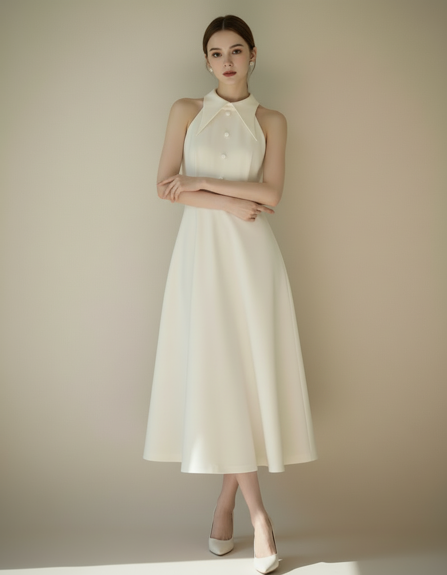 フレンチホルターネックロングドレス［m189］