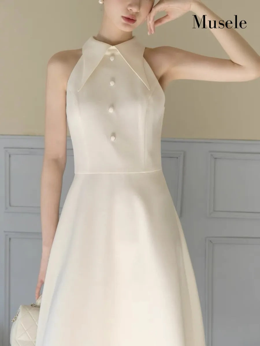 フレンチホルターネックロングドレス［m189］