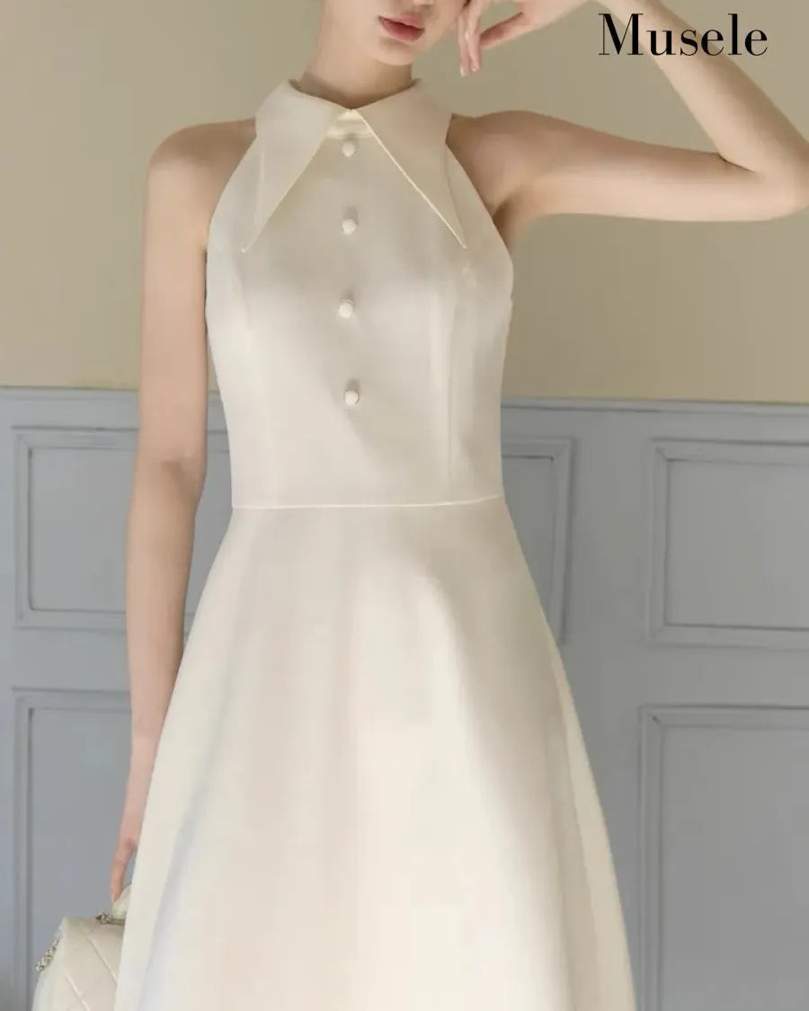 フレンチホルターネックロングドレス［m189］