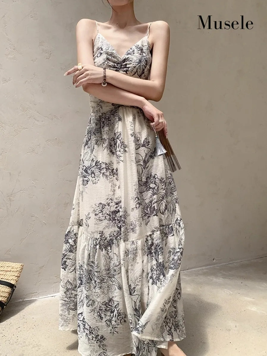 ボタニカルフレアキャミロングドレス［m197］