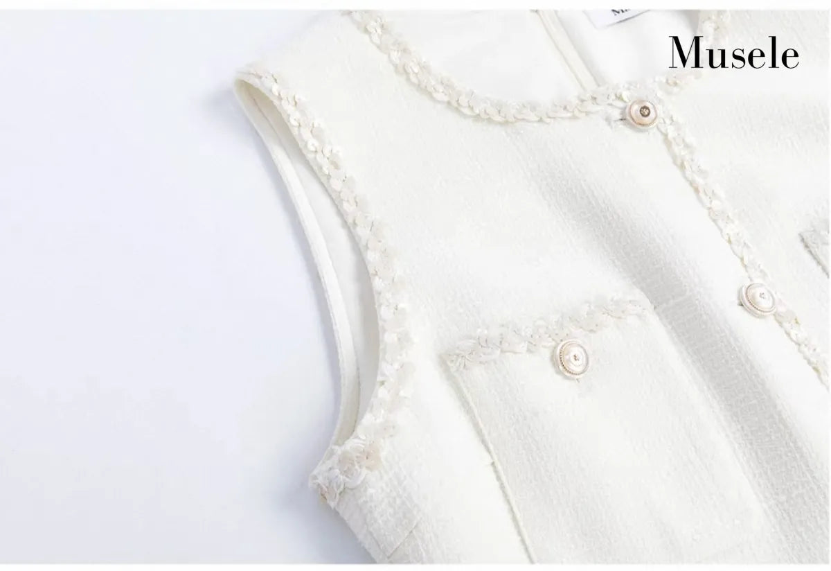 Musele モダンクラシックツイードライクドレス Musele モダンクラシックツイードライクドレス