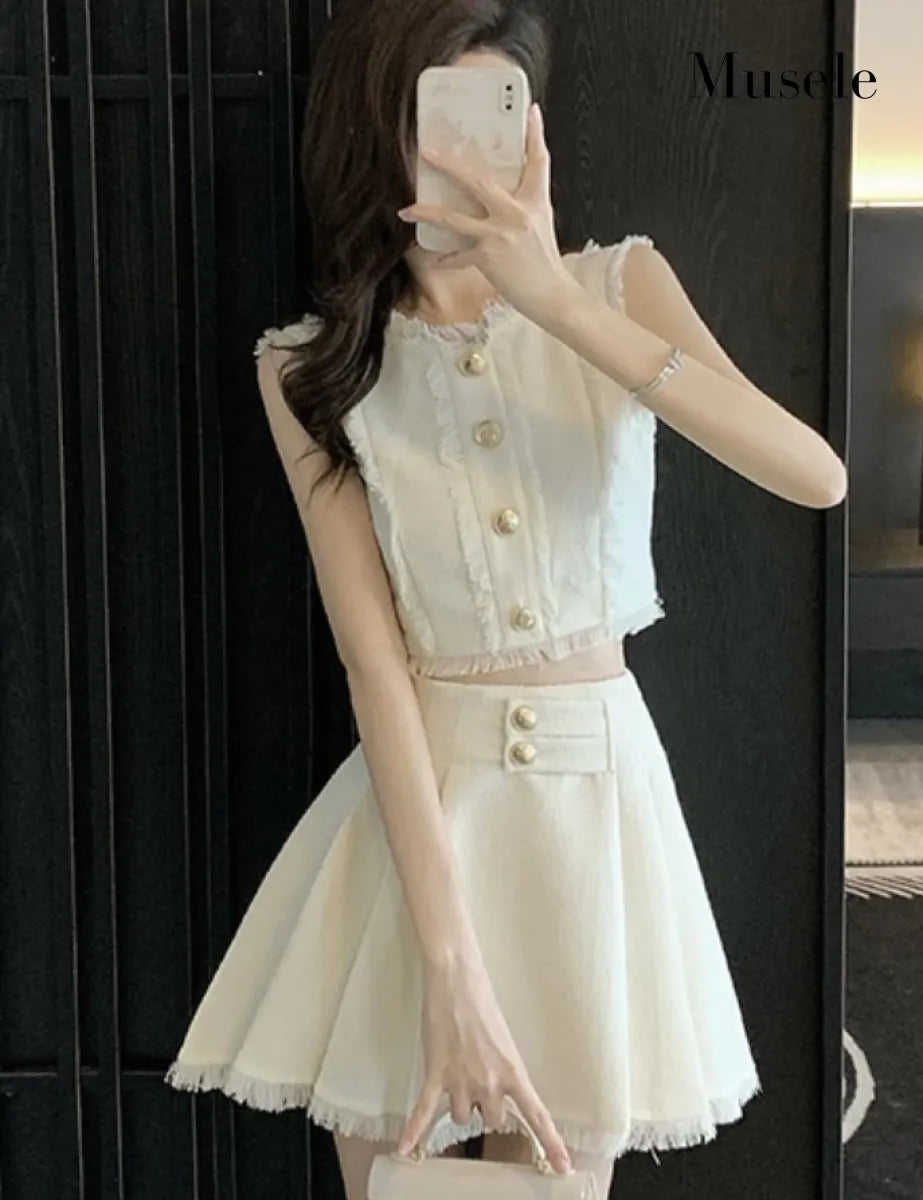 フリンジ セットアップ ミニドレス［m008］