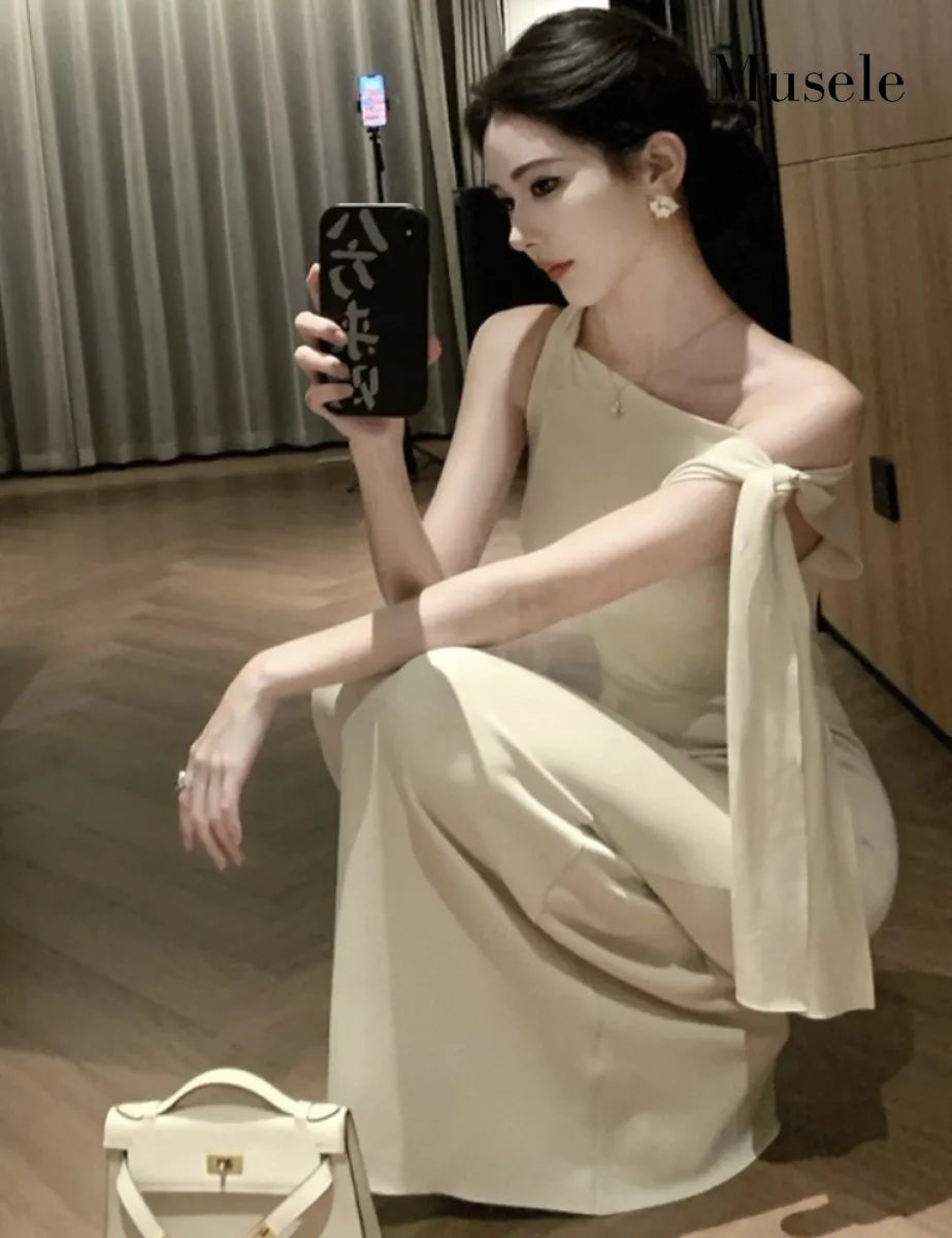 アシンメトリー ワンショルダー ロングドレス［m014］ – Musele