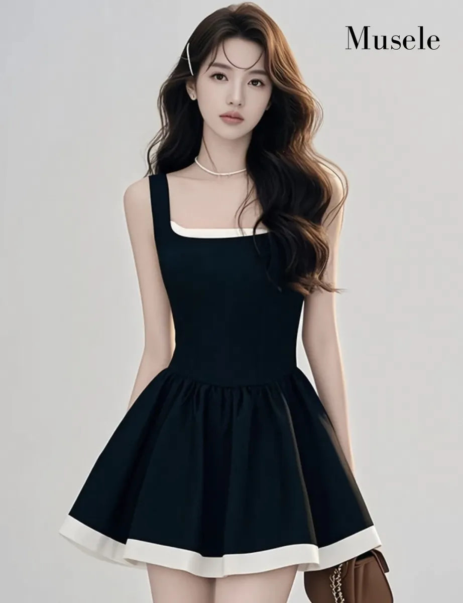 バイカラーフレアミニドレス［m032］