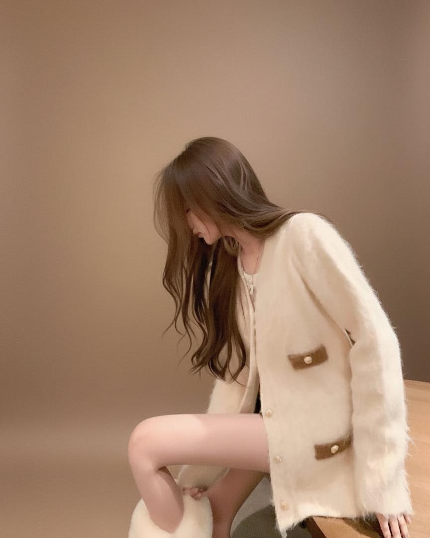 フェザーニット・バイカラーポケットカーディガン[m210]