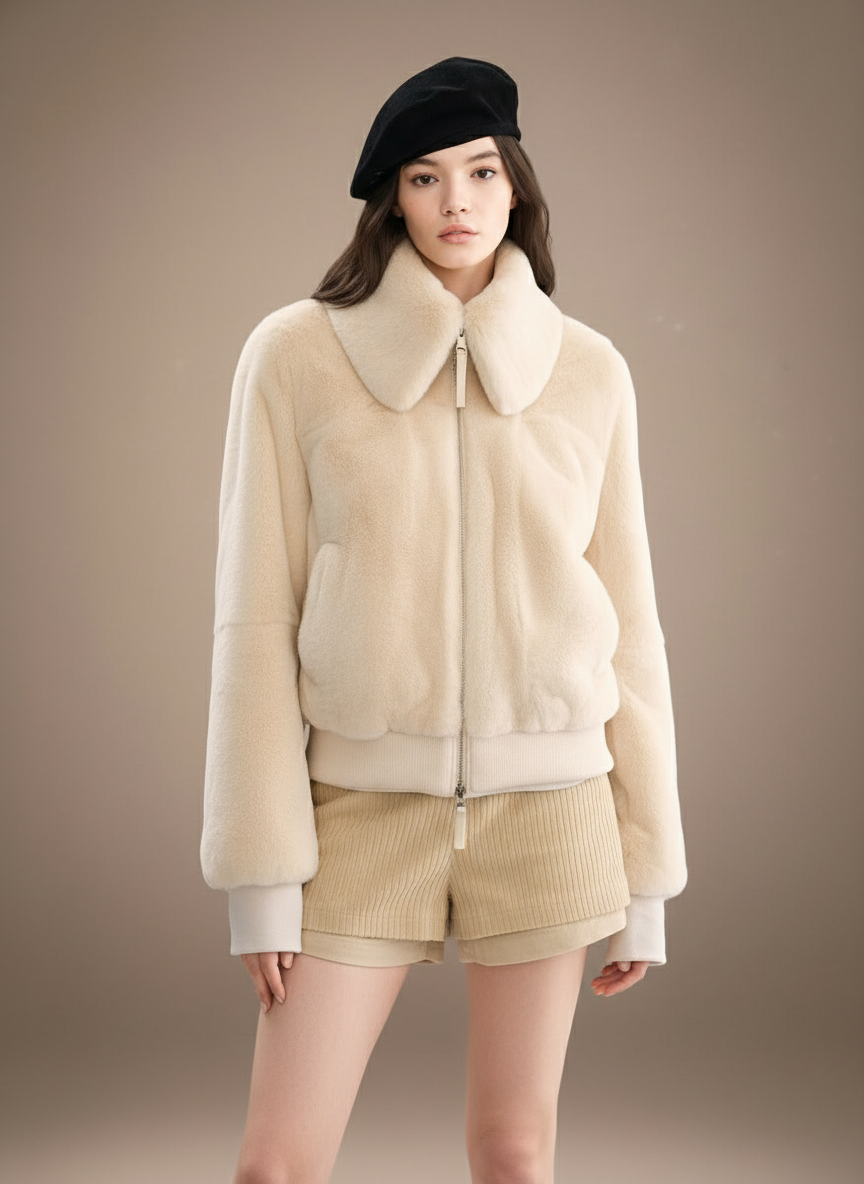 プレミアムラビットタッチ・スタンドカラージャケット[m212]