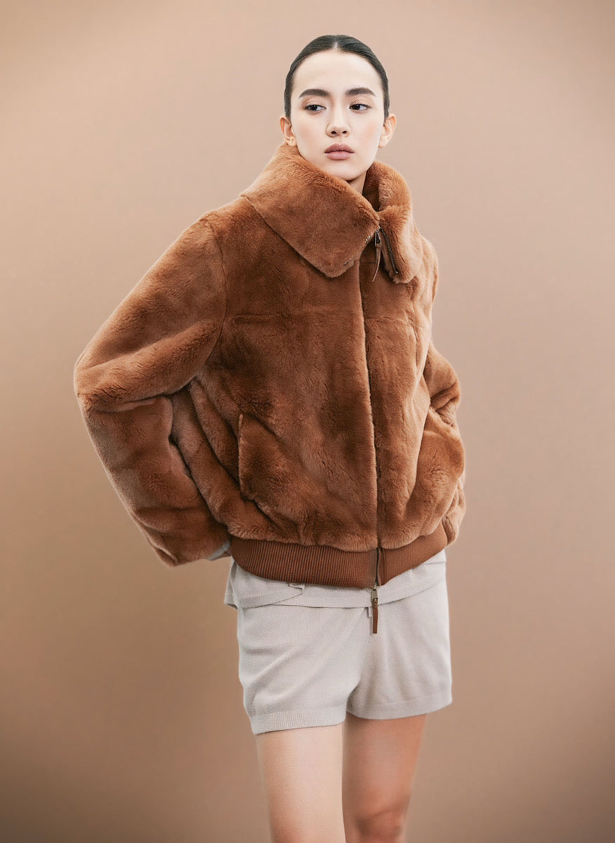 プレミアムラビットタッチ・スタンドカラージャケット[m212]