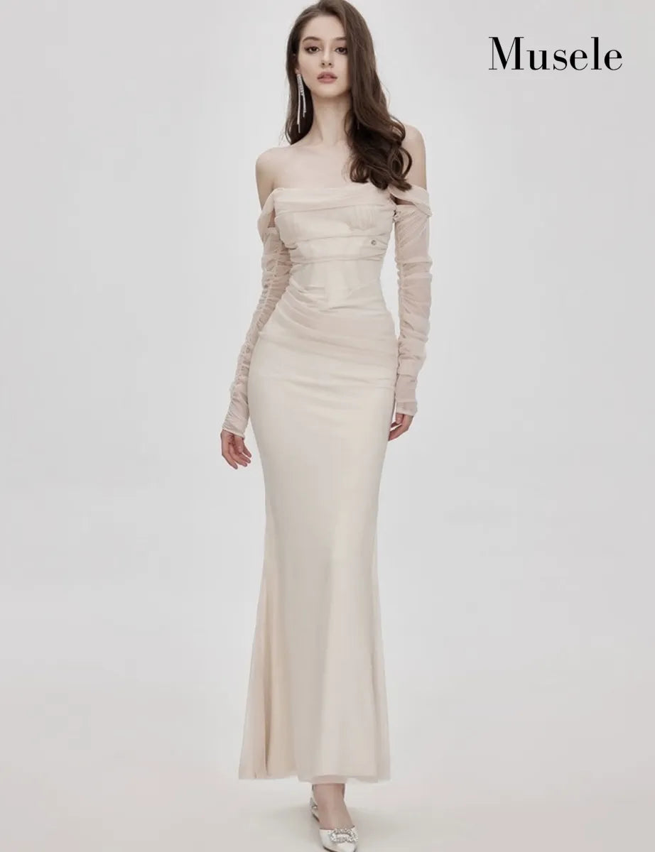 シアースリーブマーメイドドレス［m041］