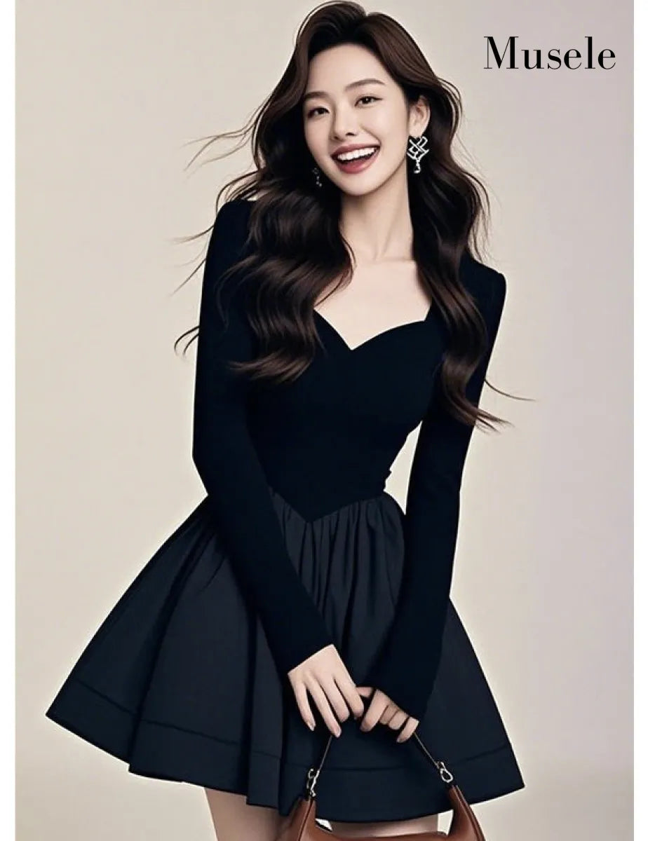 ハートネックフィットドレス［m078］