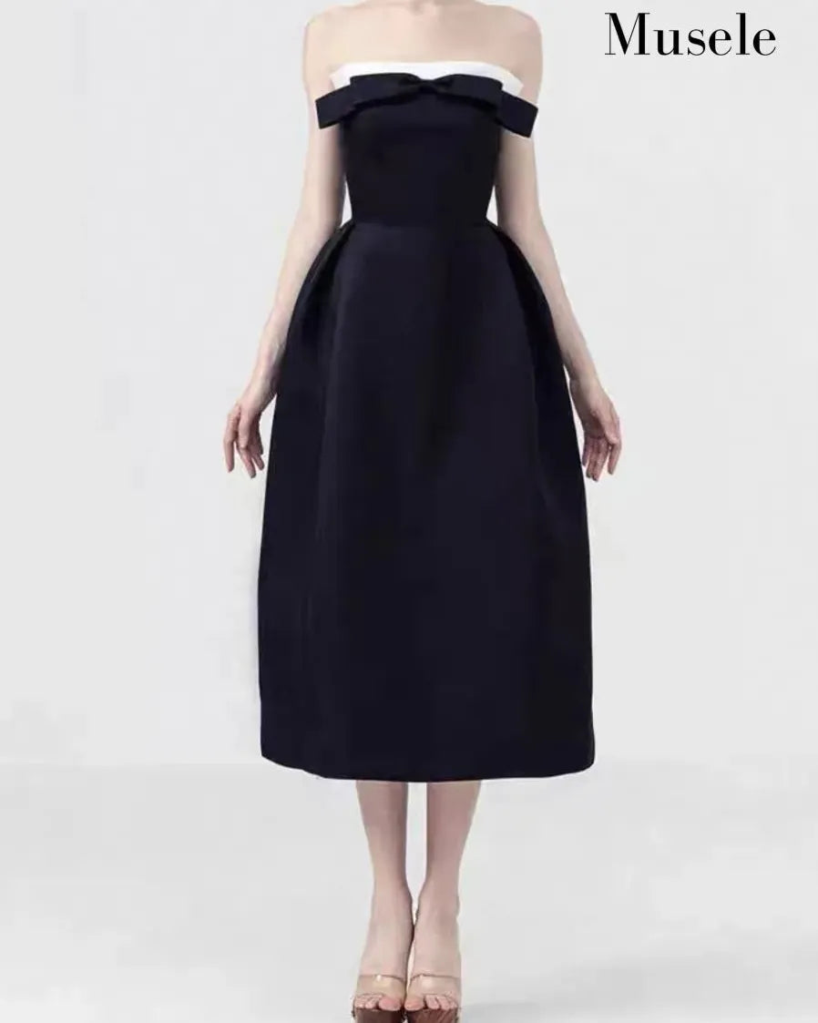 オフショルダーバイカラーロングドレス［m118］