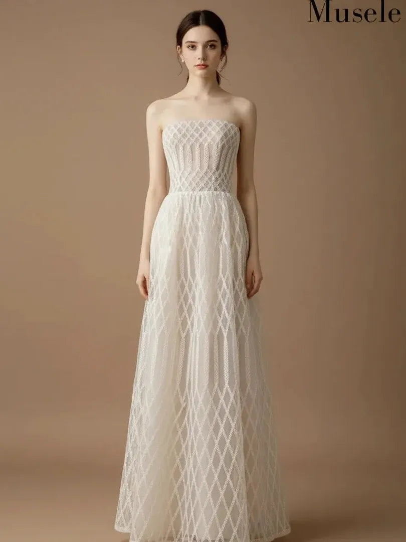 シアーレースビスチェロングドレス［m039］ – Musele