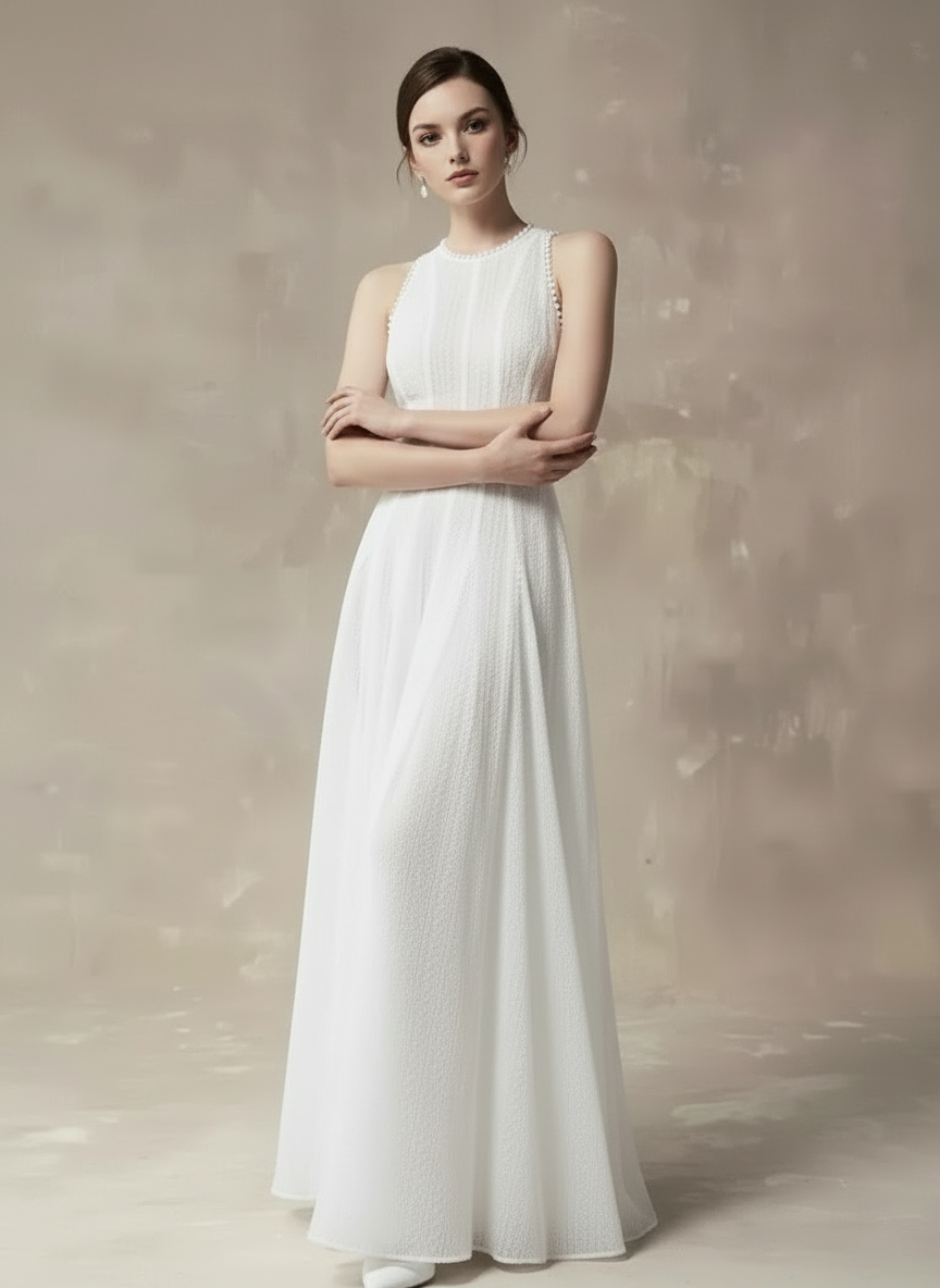 ホルターネックシースルーロングドレス［m123］