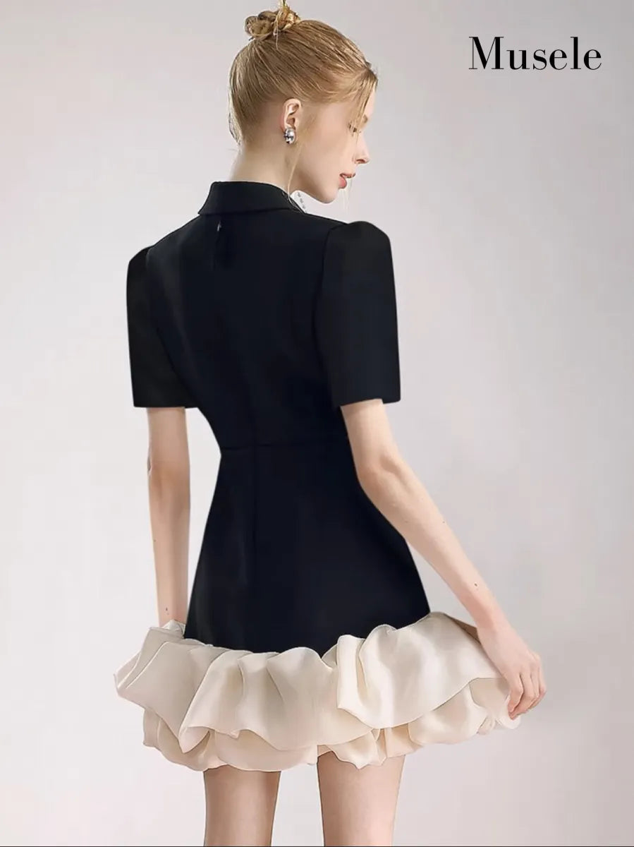 バイカラーフリルジャケットドレス［m079］