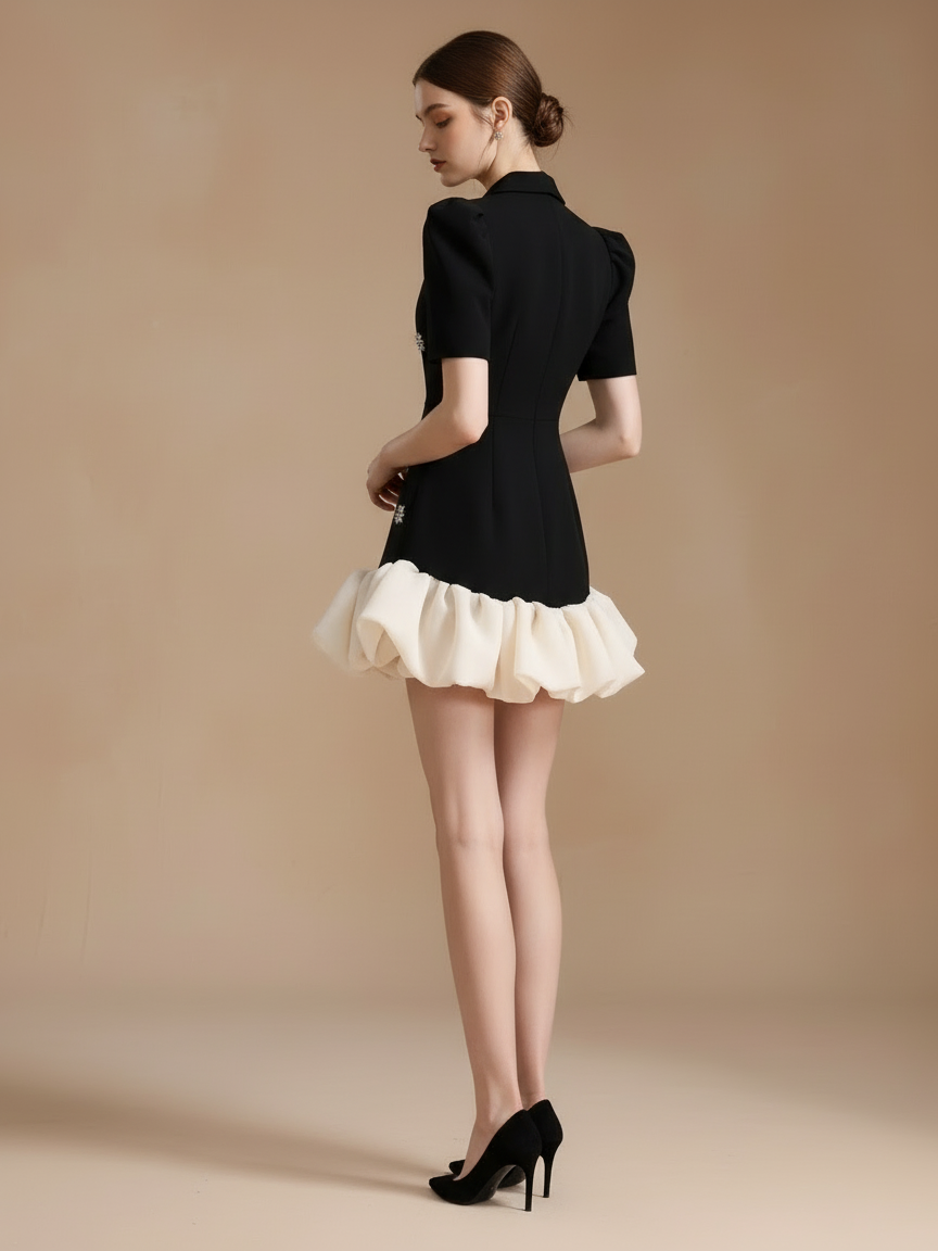 バイカラーフリルジャケットドレス［m079］