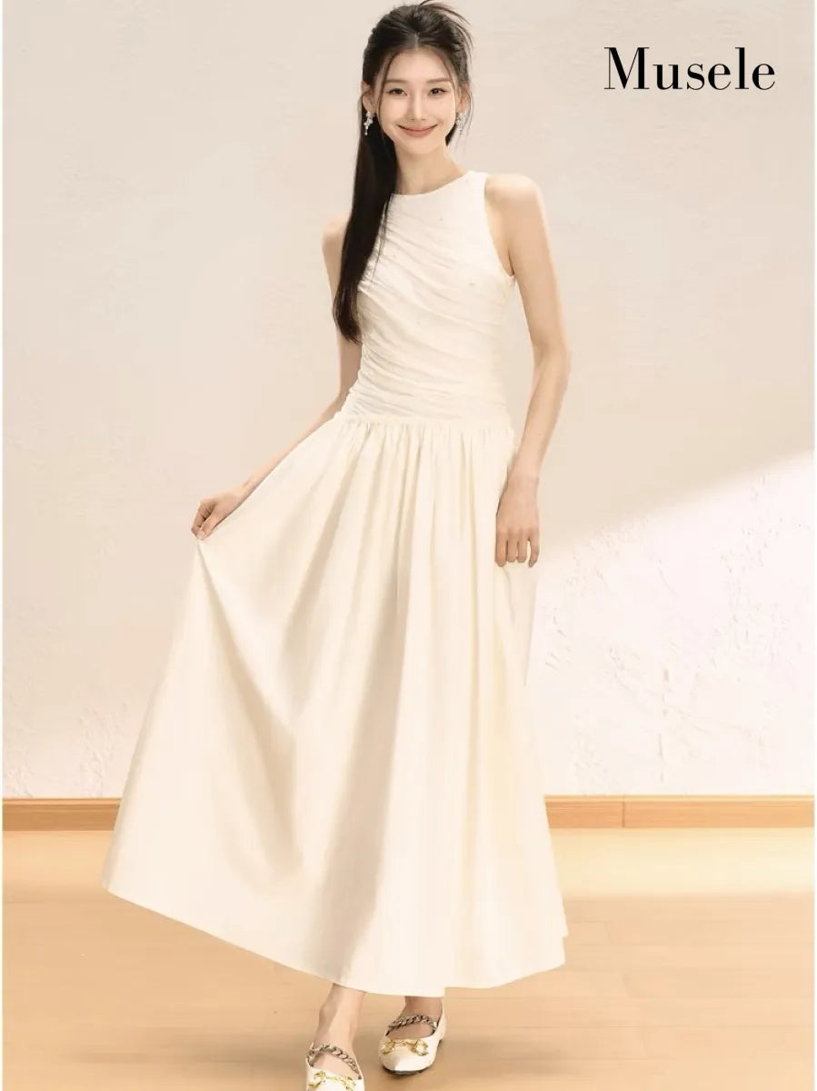 アシンメトリードレープロングドレス［m133］