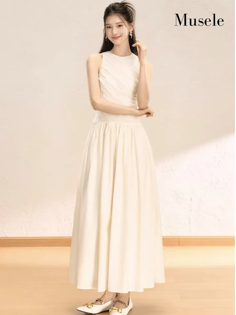 アシンメトリードレープロングドレス［m133］