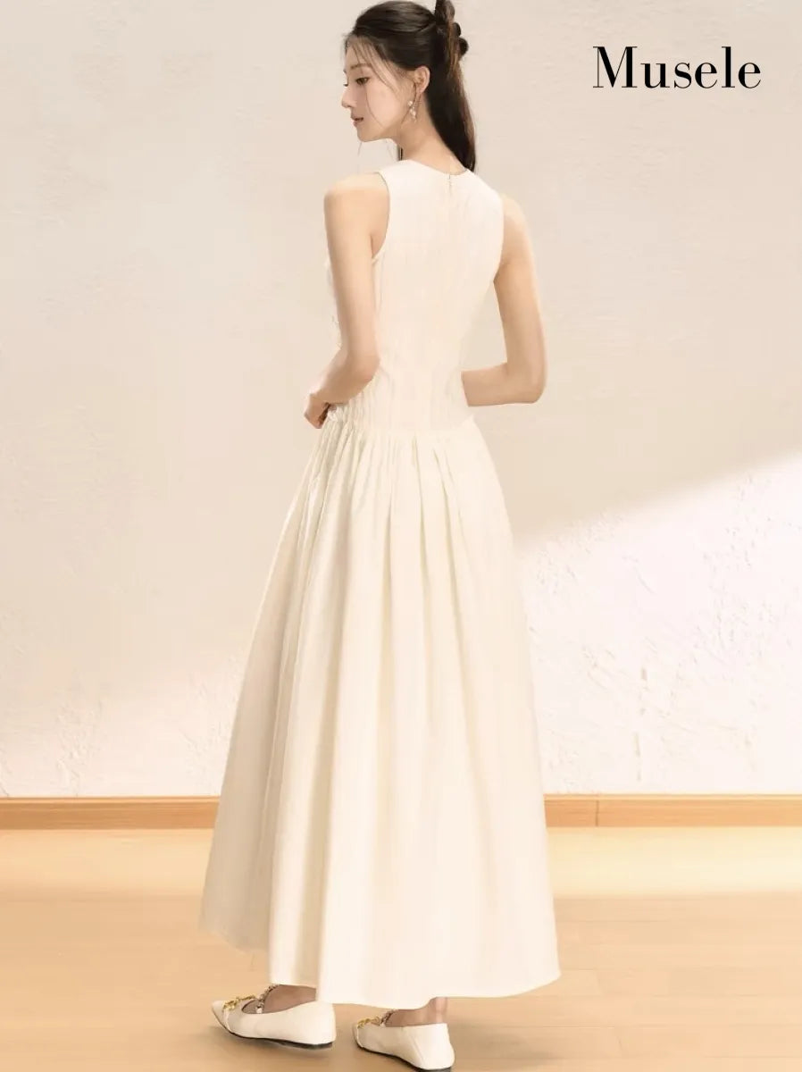 アシンメトリードレープロングドレス［m133］