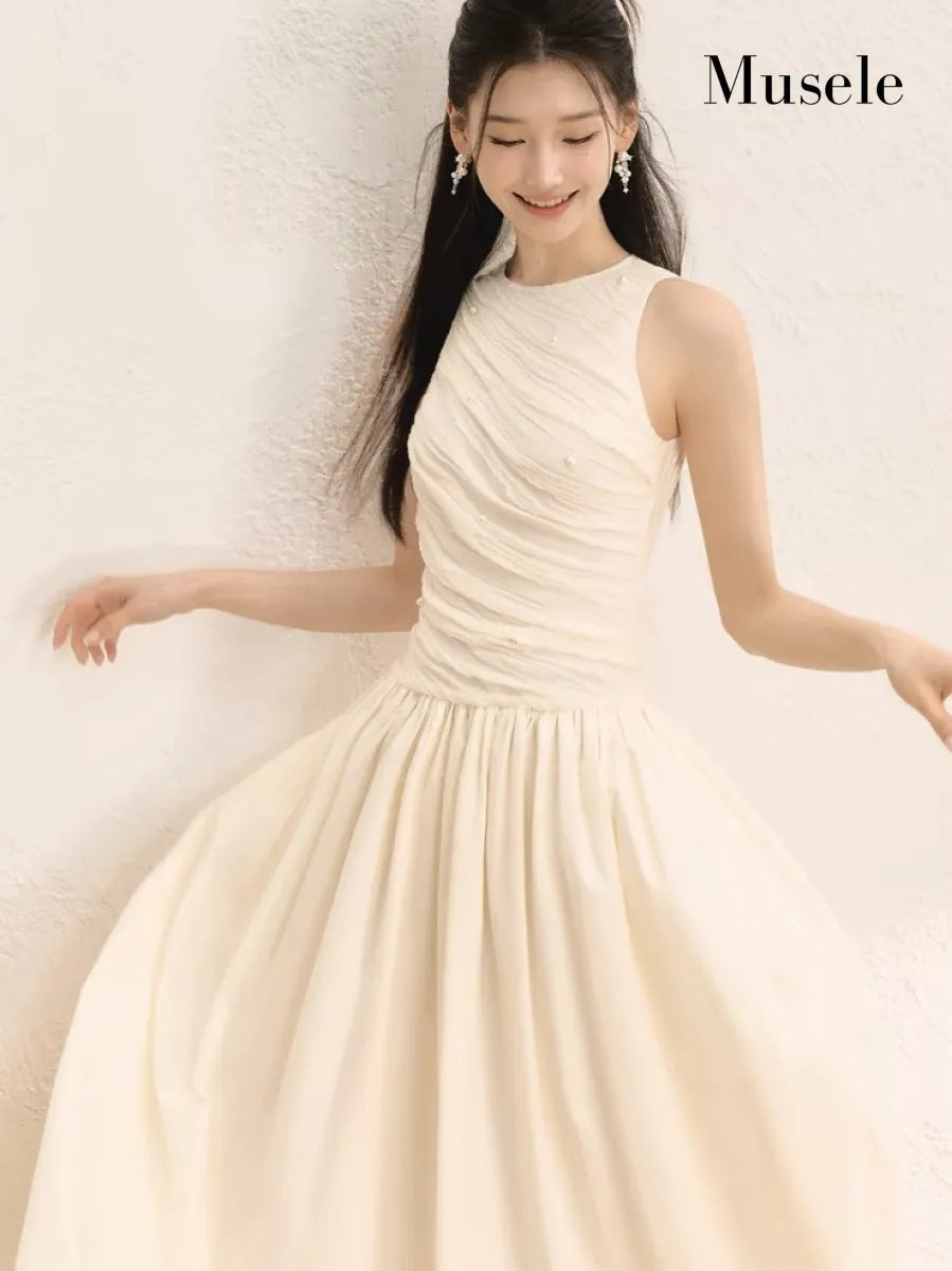 アシンメトリードレープロングドレス［m133］