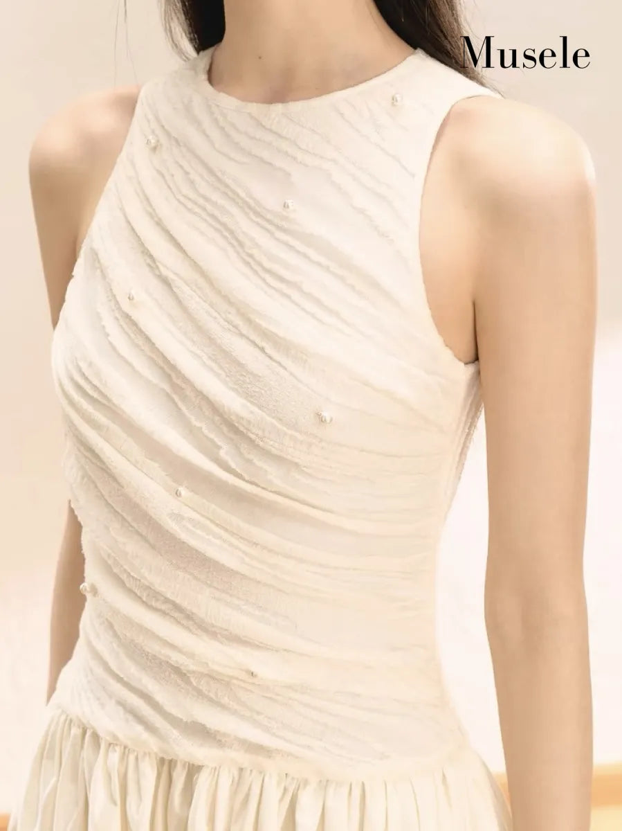 アシンメトリードレープロングドレス［m133］