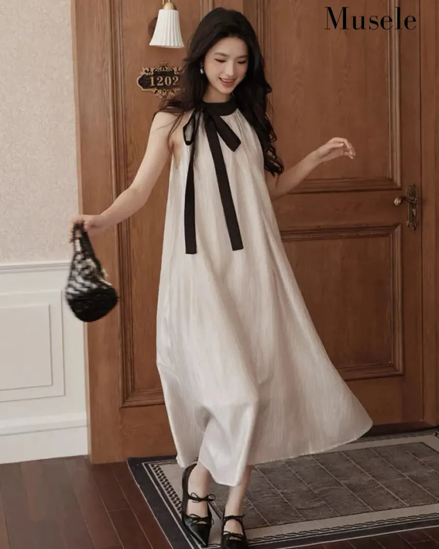 エアリーボウタイロングドレス［m141］