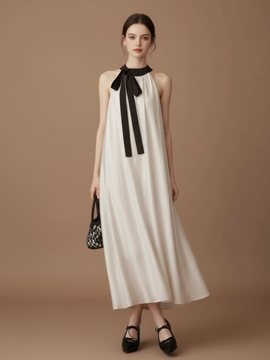 エアリーボウタイロングドレス［m141］