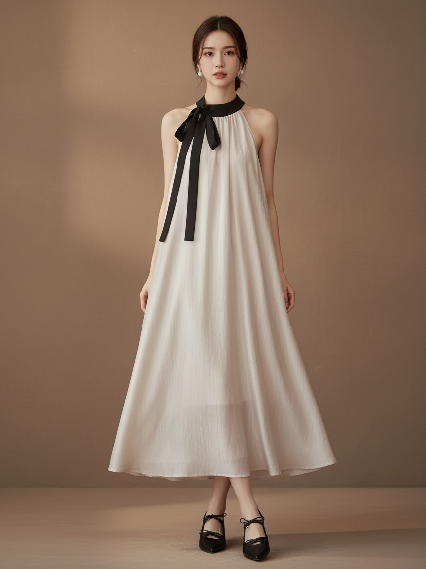 エアリーボウタイロングドレス［m141］