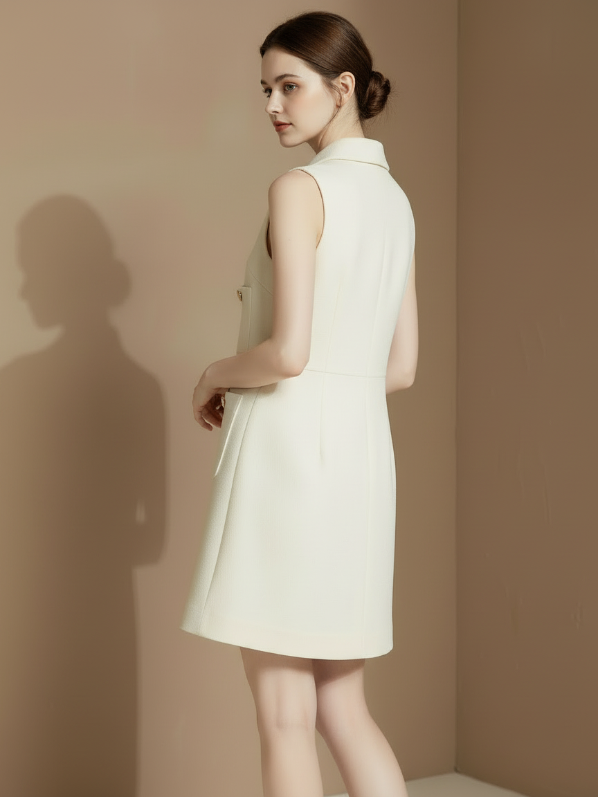 ゴールドボタンポケットラインドレス［m162］