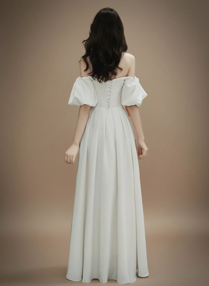 オフショルダーバックリボンロングドレス［m172］