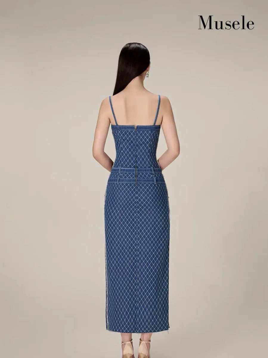 フロントポケットデザインデニムワンピース［m174］