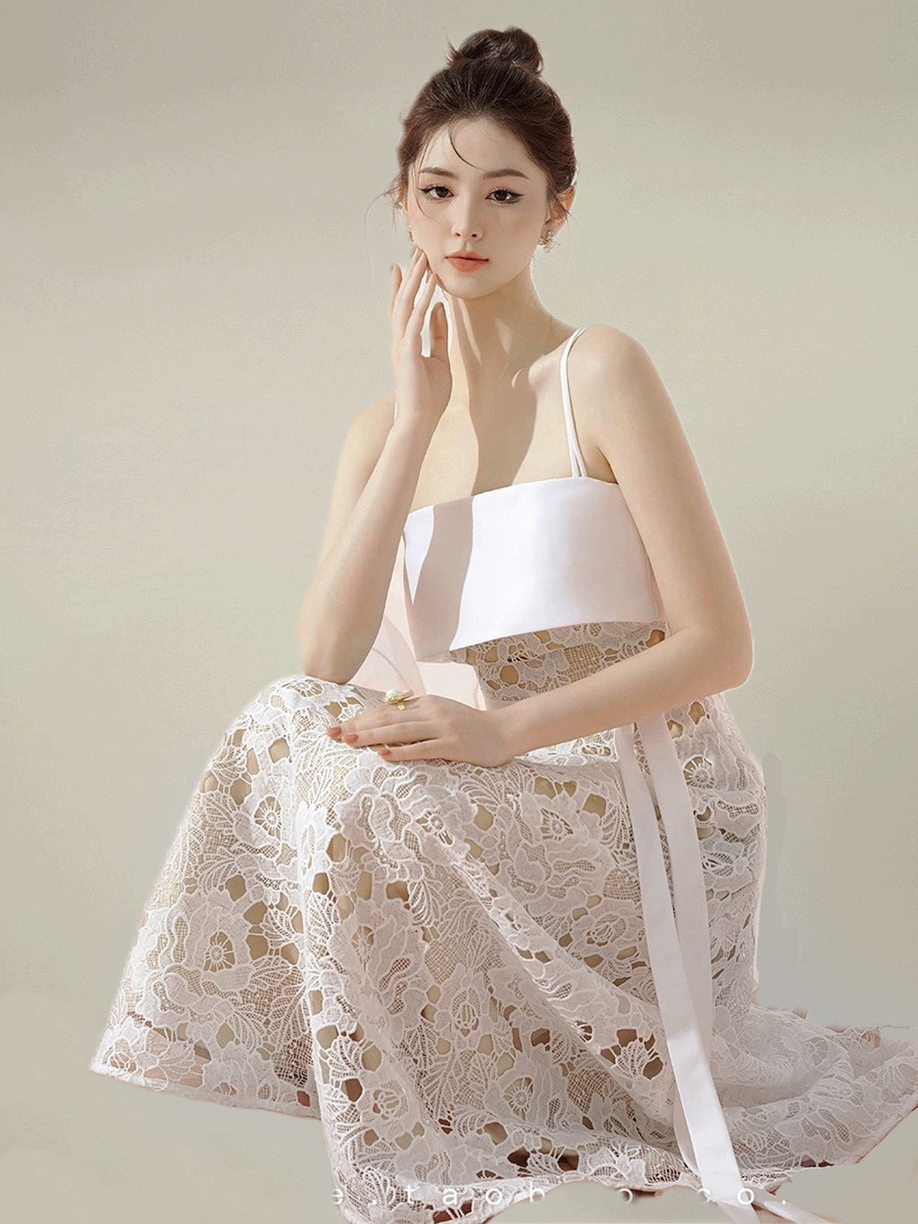 レースオーバーレイキャミロングドレス［m047］