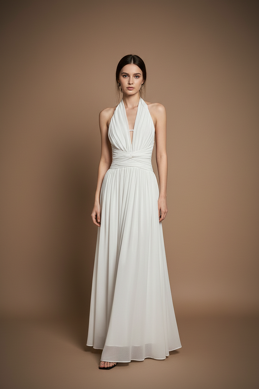 ドレープホルター・フレアロングドレス[m250]