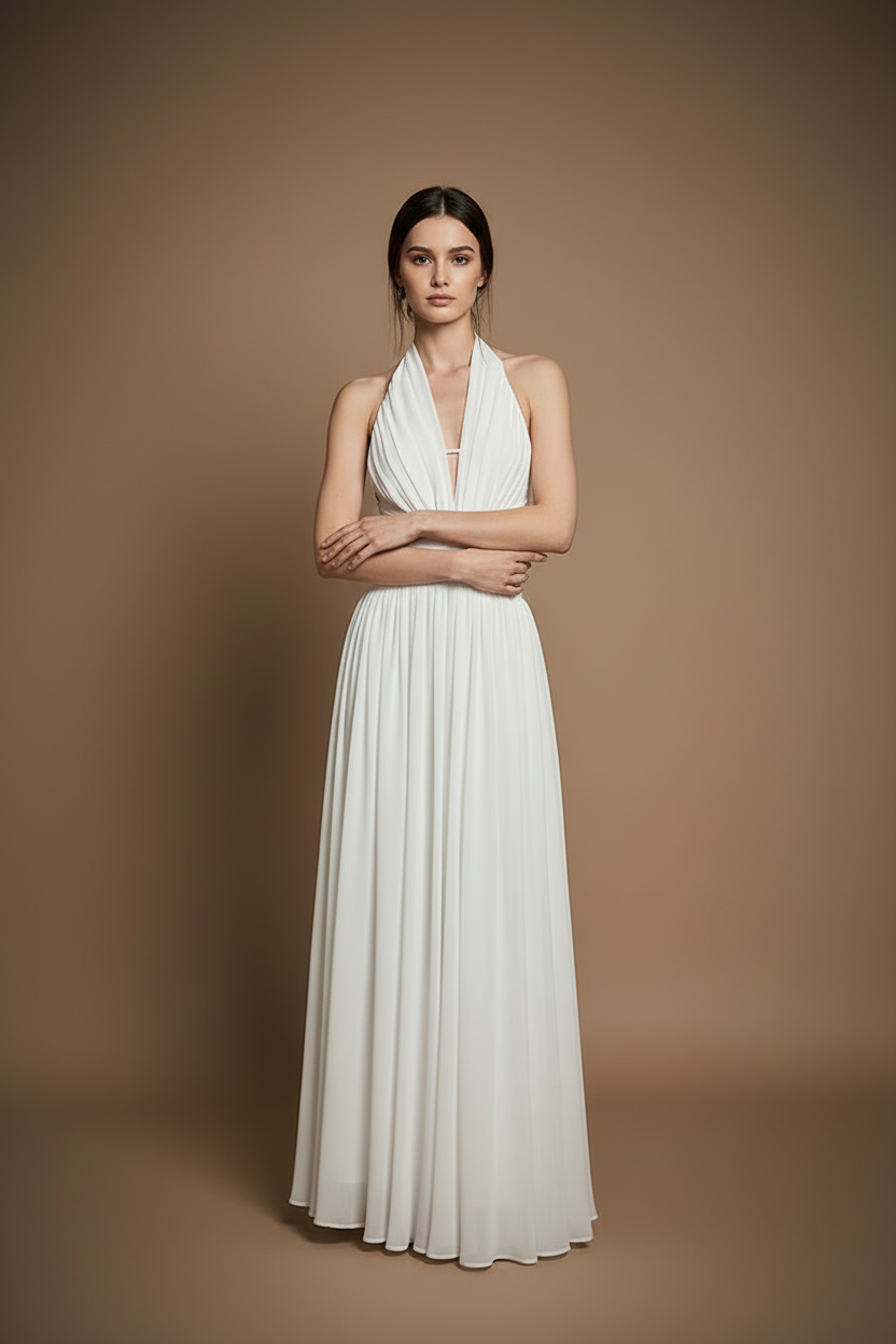 ドレープホルター・フレアロングドレス[m250]