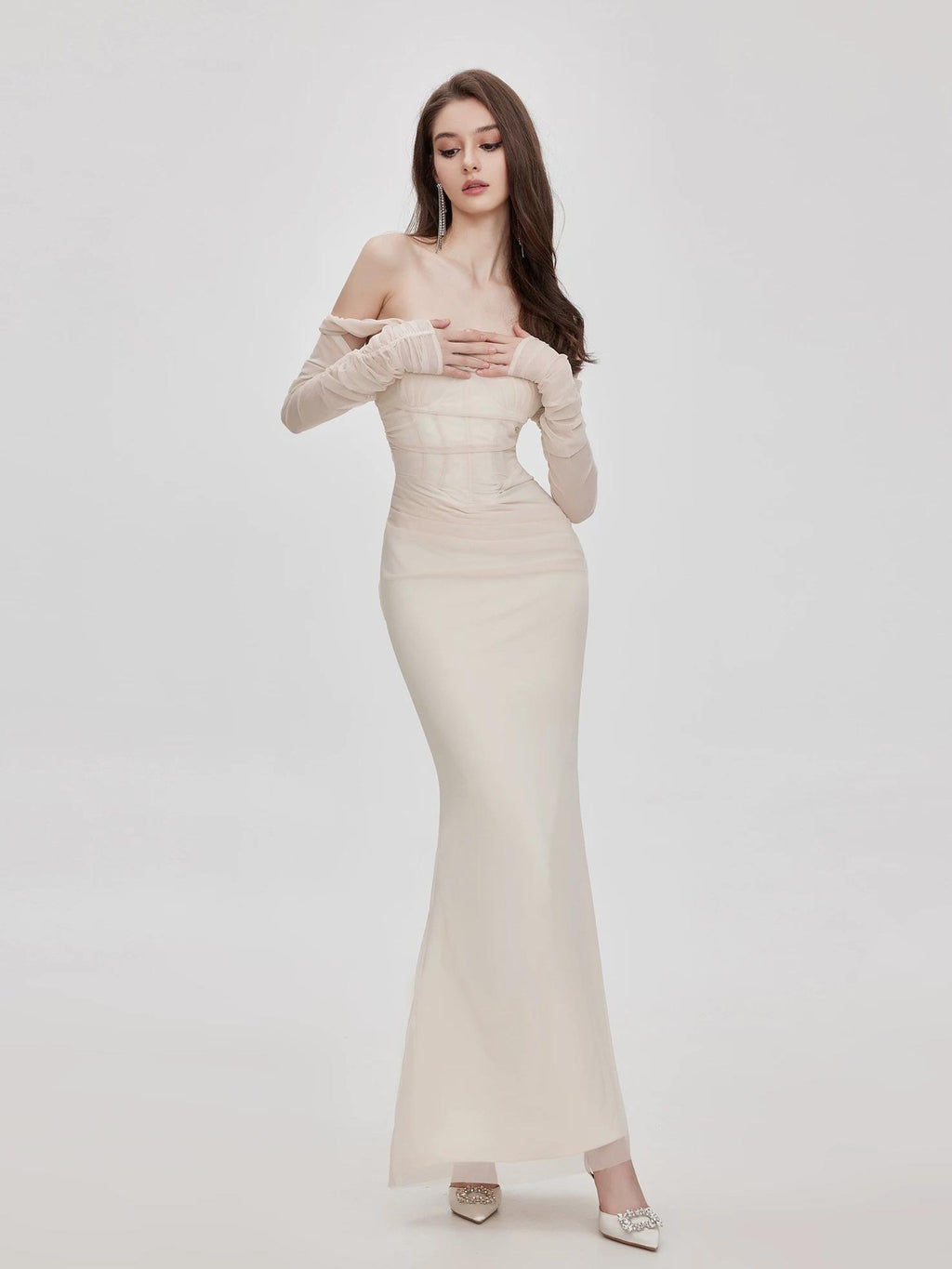 シアースリーブマーメイドドレス［m041］