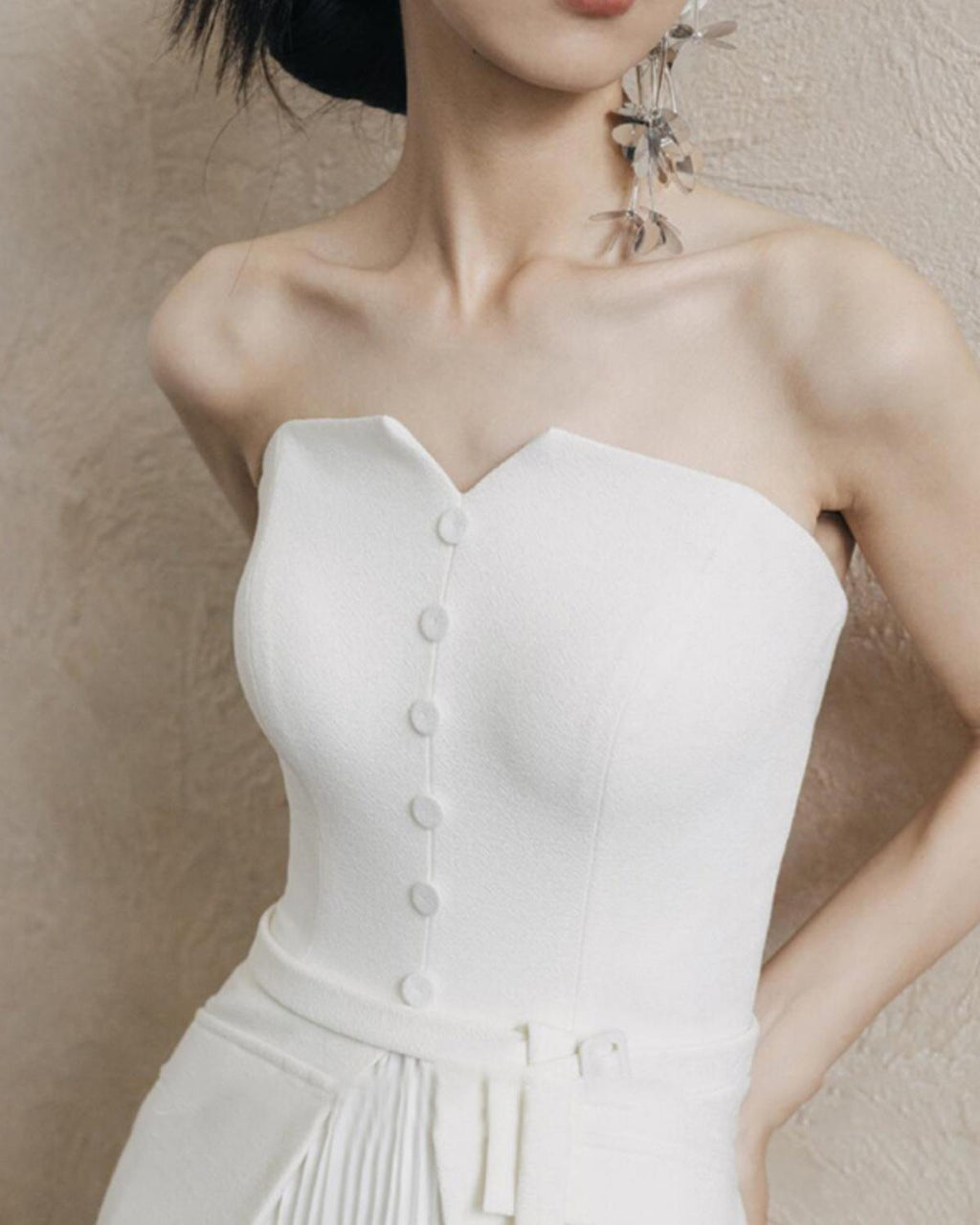 ウエストタックドレープビスチェロングドレス［m128］