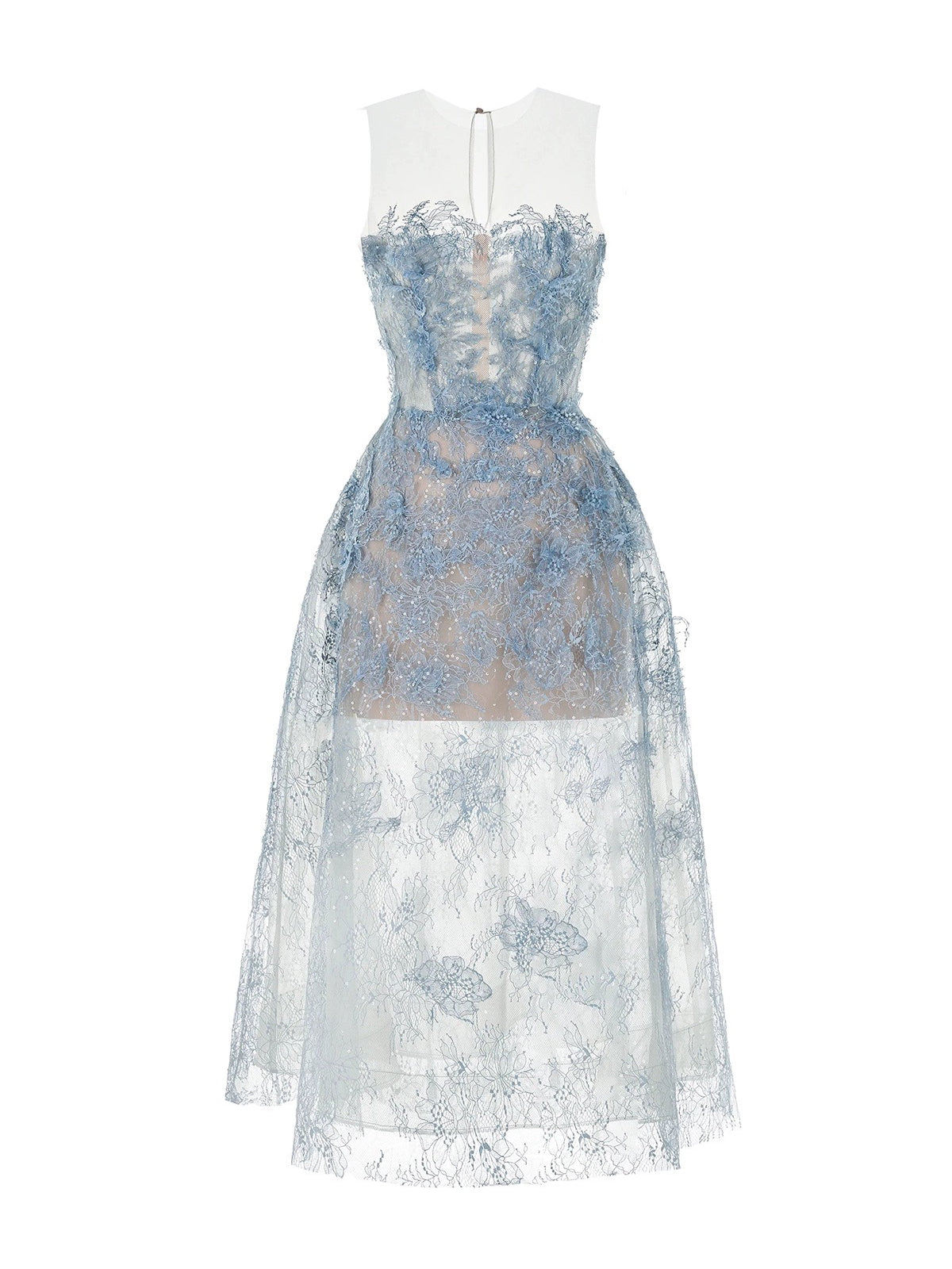 フラワー刺繍チュールロングドレス［m109］