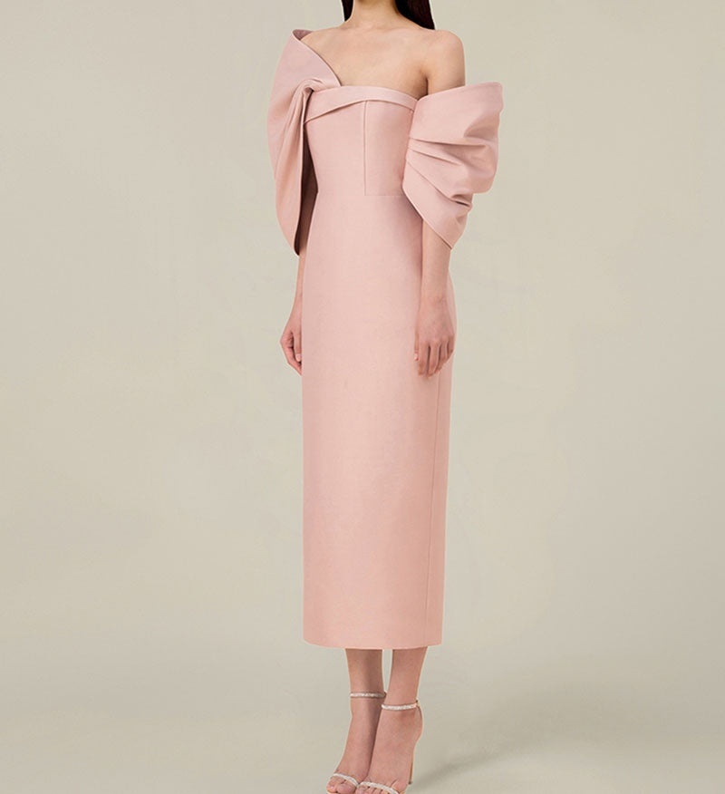 ビッグリボンオフショルダーマーメイドドレス［m045］