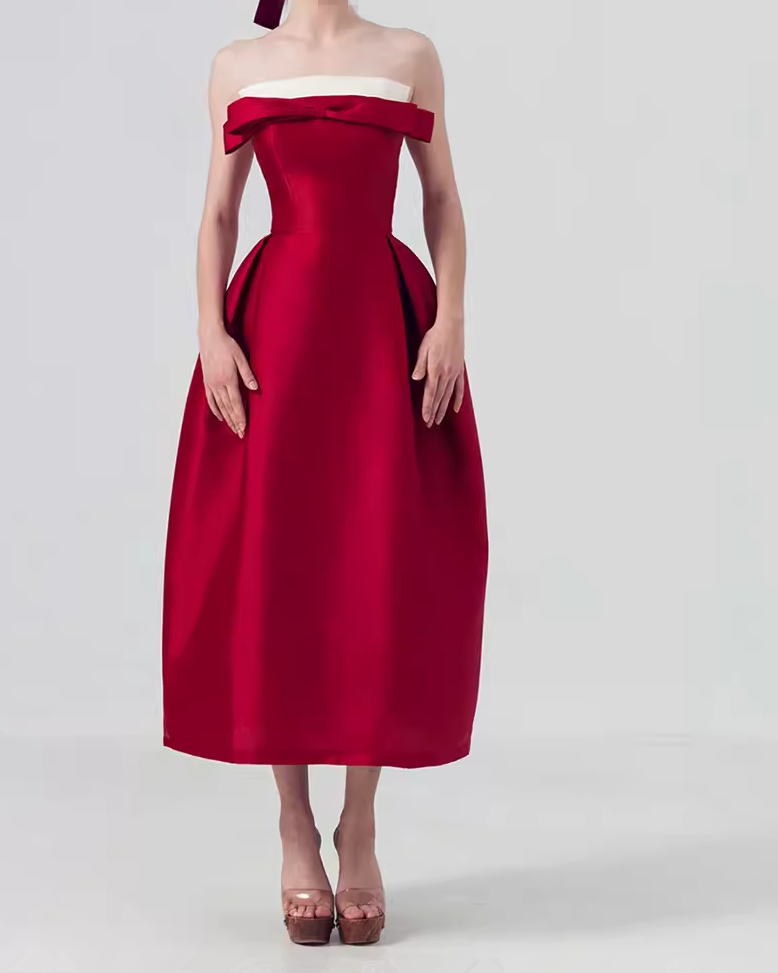 オフショルダーバイカラーロングドレス［m118］