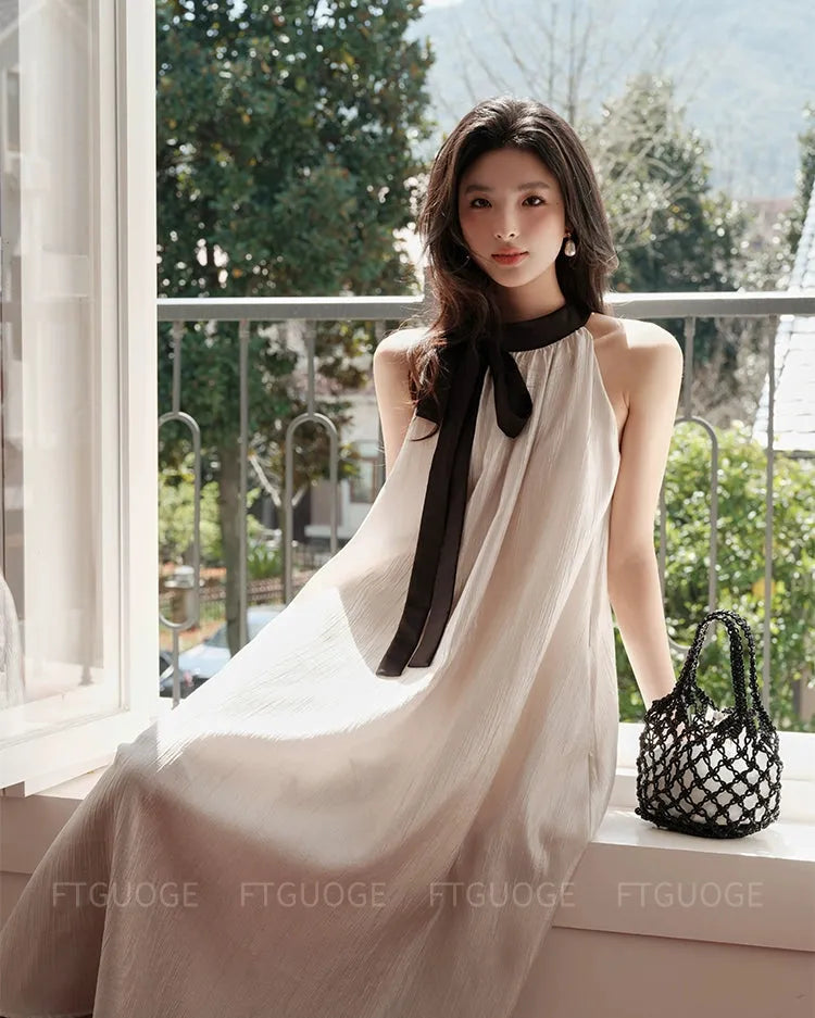 エアリーボウタイロングドレス［m141］