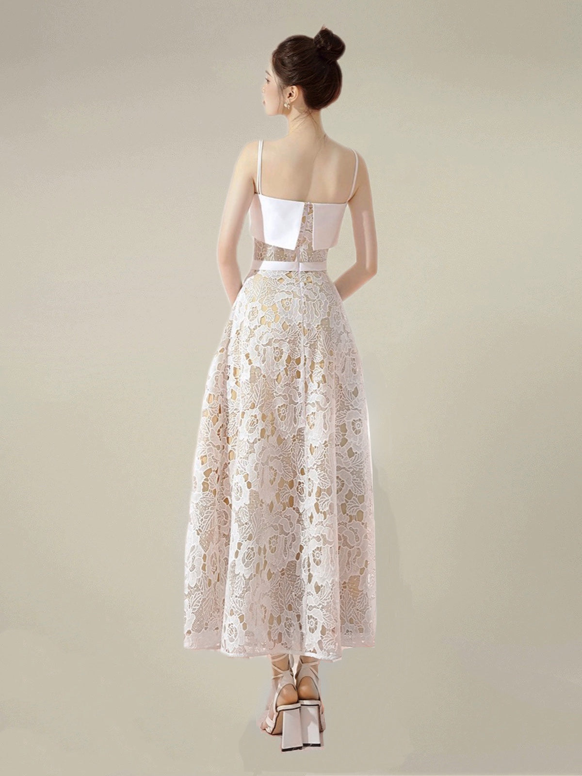 レースオーバーレイキャミロングドレス［m047］