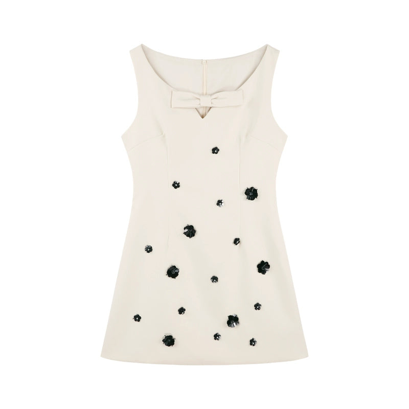 フラワーエンブロイダリーノースリーブドレス［m151］