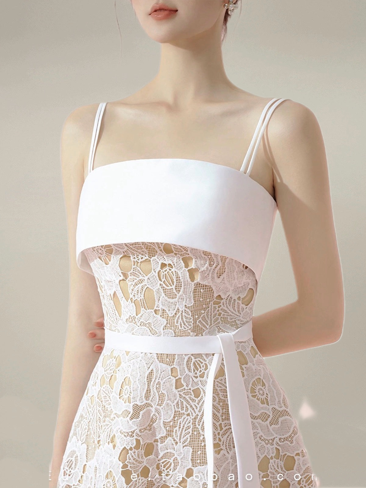 レースオーバーレイキャミロングドレス［m047］