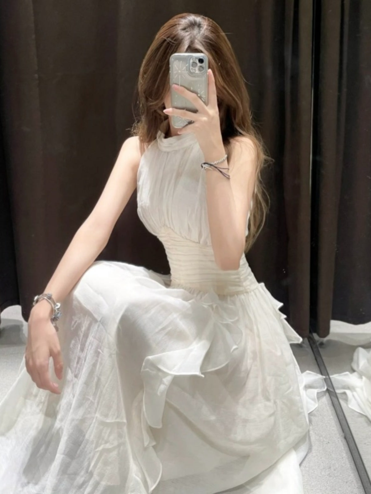 シフォンフローレス ロングドレス［m013］