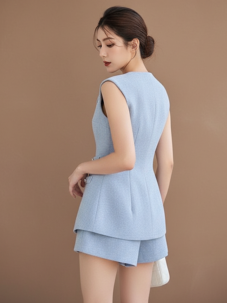 ノースリーブジャケットショートセットアップ［m069］