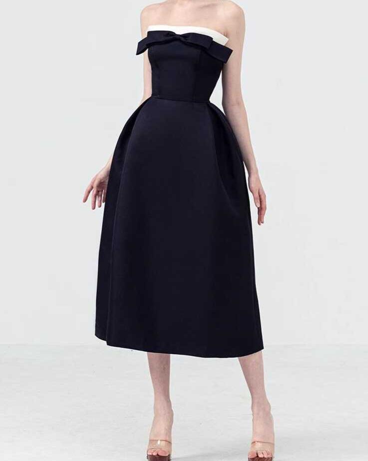 オフショルダーバイカラーロングドレス［m118］