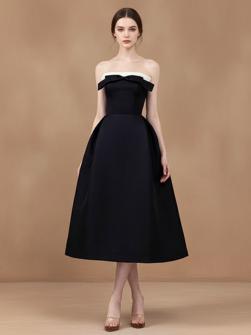 オフショルダーバイカラーロングドレス［m118］