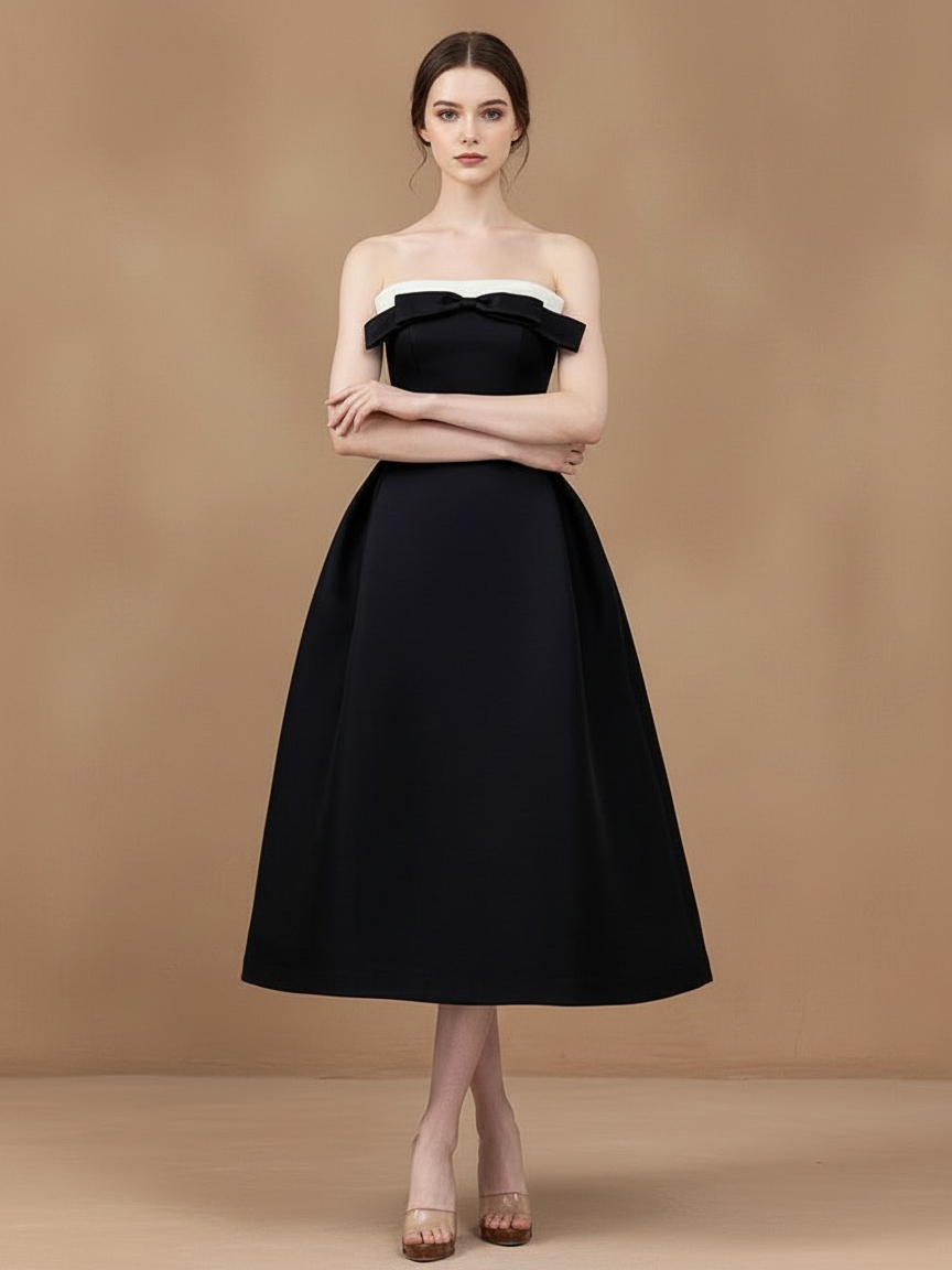 オフショルダーバイカラーロングドレス［m118］